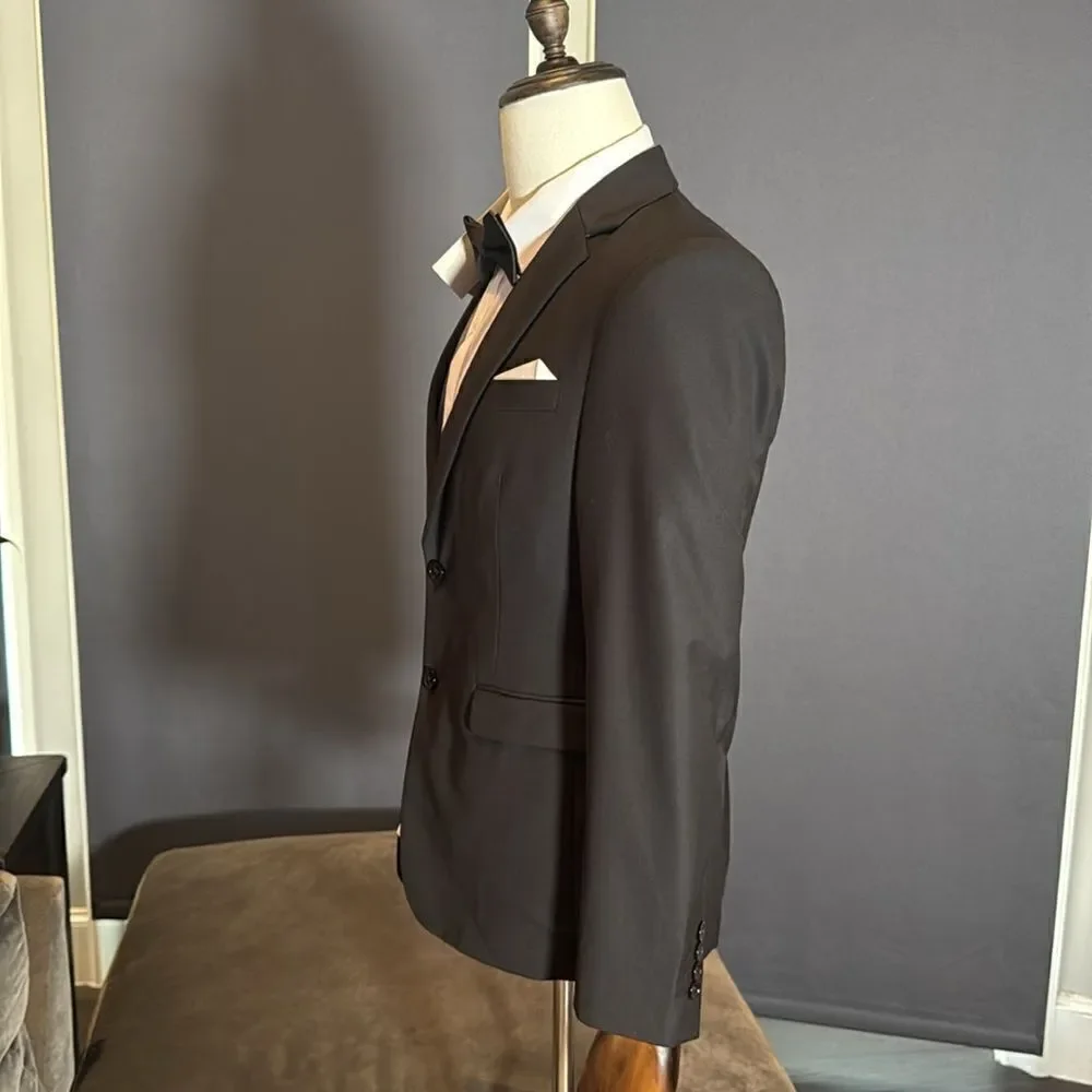 Men’s Black Formal Suit Jacket Blazer 2 Button Closure Notched Lapel Size 34 NEW